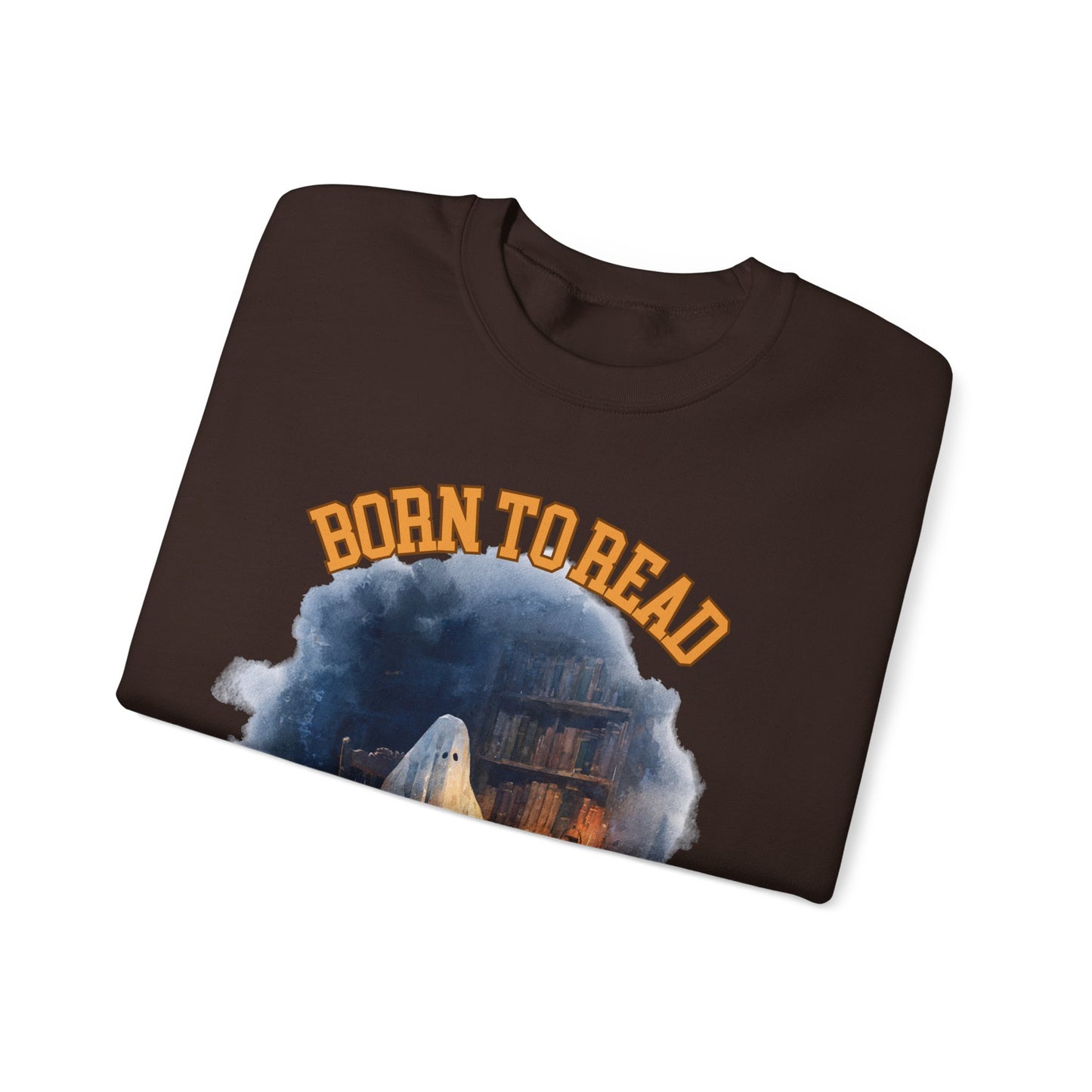 Ghost Reading Sweatshirt, Born to Read, Forced to Spook, Gilden Oversized Crewneck, Halloween Fashion, Book Lover Gift