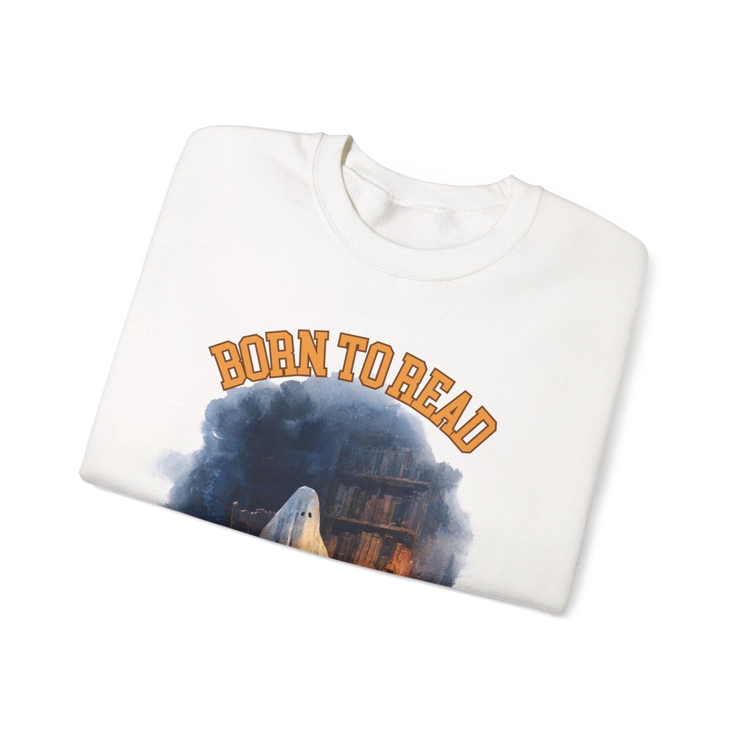 Ghost Reading Sweatshirt, Born to Read, Forced to Spook, Gilden Oversized Crewneck, Halloween Fashion, Book Lover Gift
