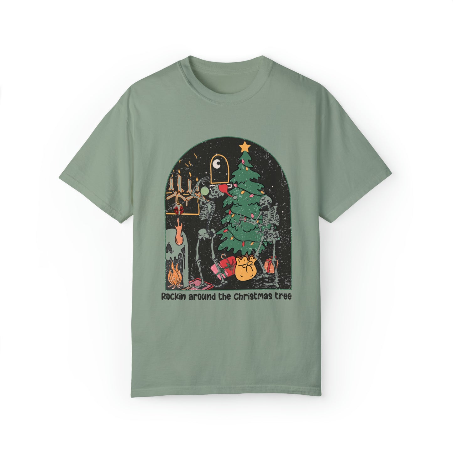 Rockin Around the Christmas Tree Dancing Skeletons Vintage shirt