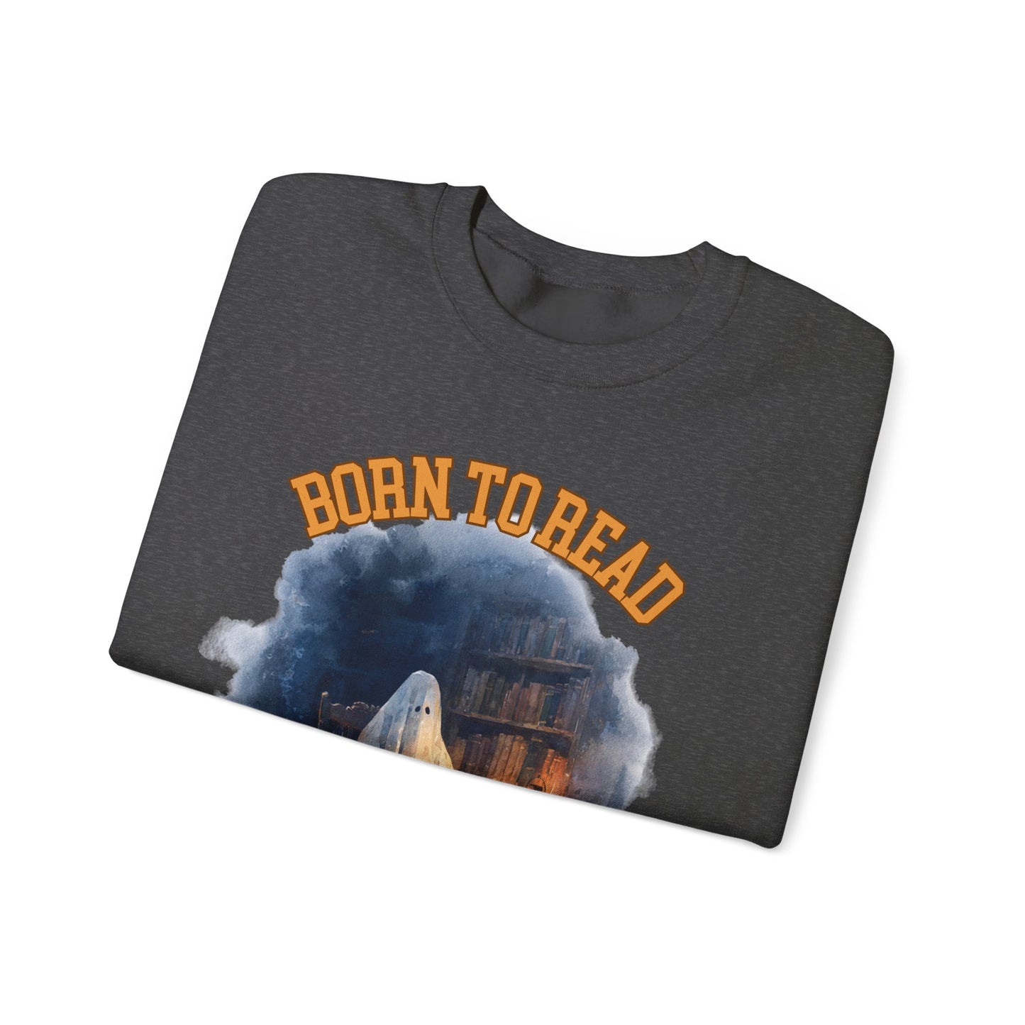 Ghost Reading Sweatshirt, Born to Read, Forced to Spook, Gilden Oversized Crewneck, Halloween Fashion, Book Lover Gift