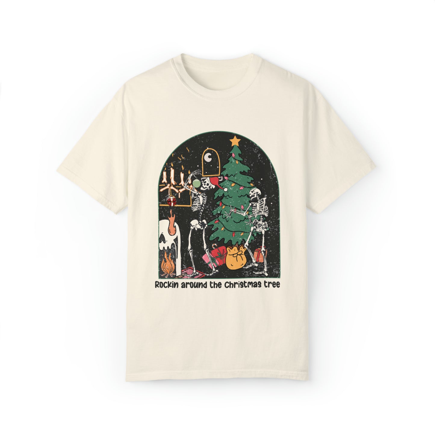 Rockin Around the Christmas Tree Dancing Skeletons Vintage shirt
