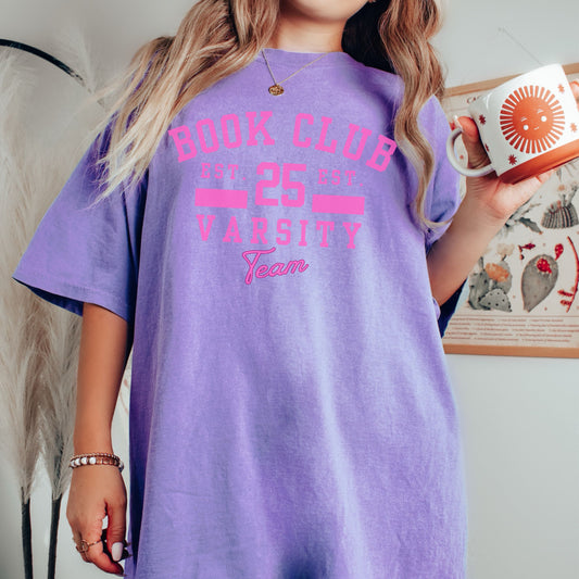 Book Club Varsity Team T-shirt, Preppy Book Shirt for Women, Teenager Gift, Oversized Unisex Comfort Colors Tee