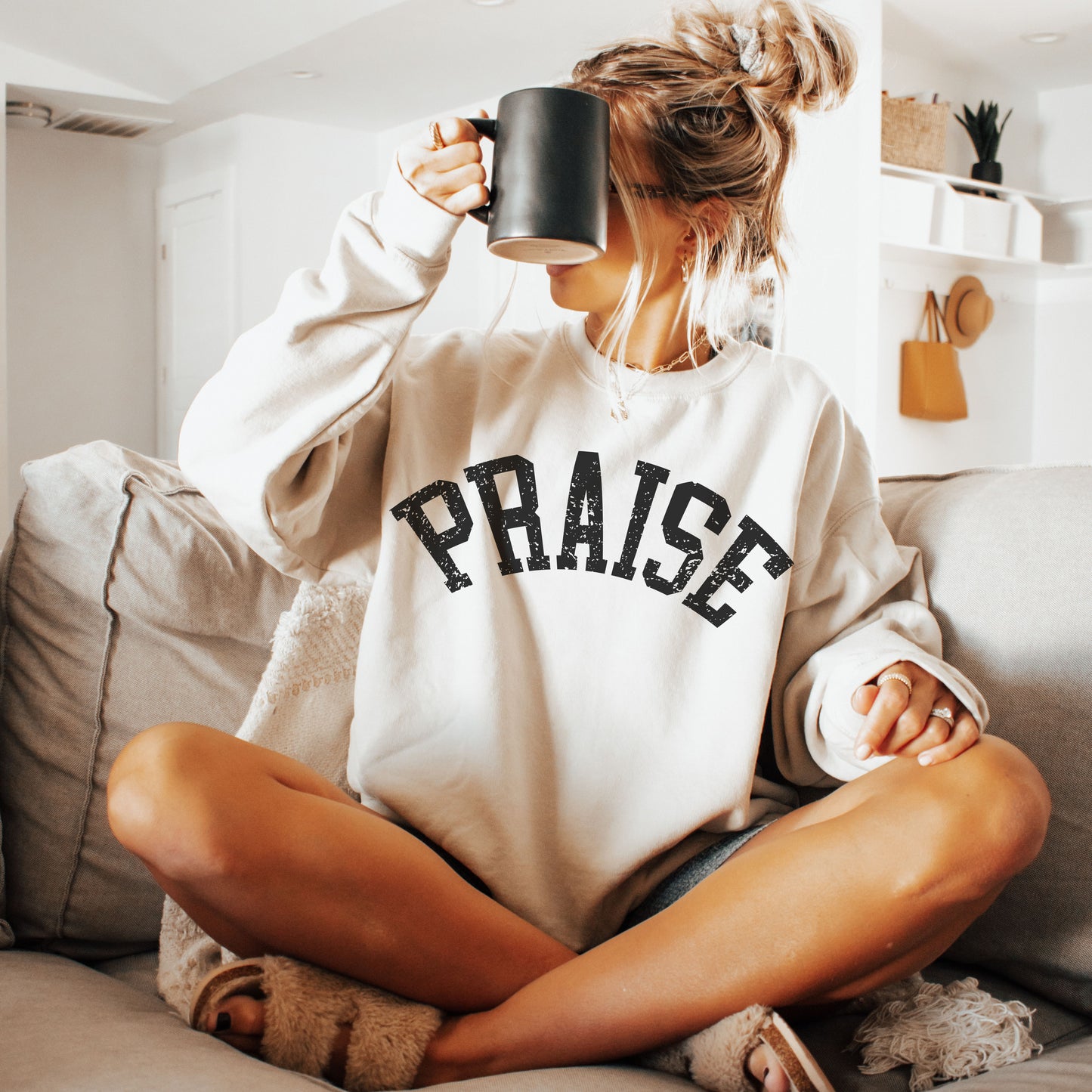 Praise Made to Worship Sweatshirt, Christian Crewneck, Faith over Fear