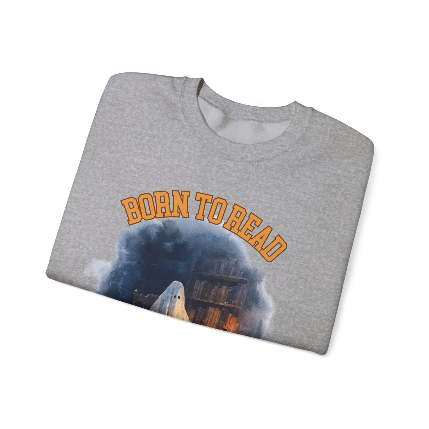 Ghost Reading Sweatshirt, Born to Read, Forced to Spook, Gilden Oversized Crewneck, Halloween Fashion, Book Lover Gift