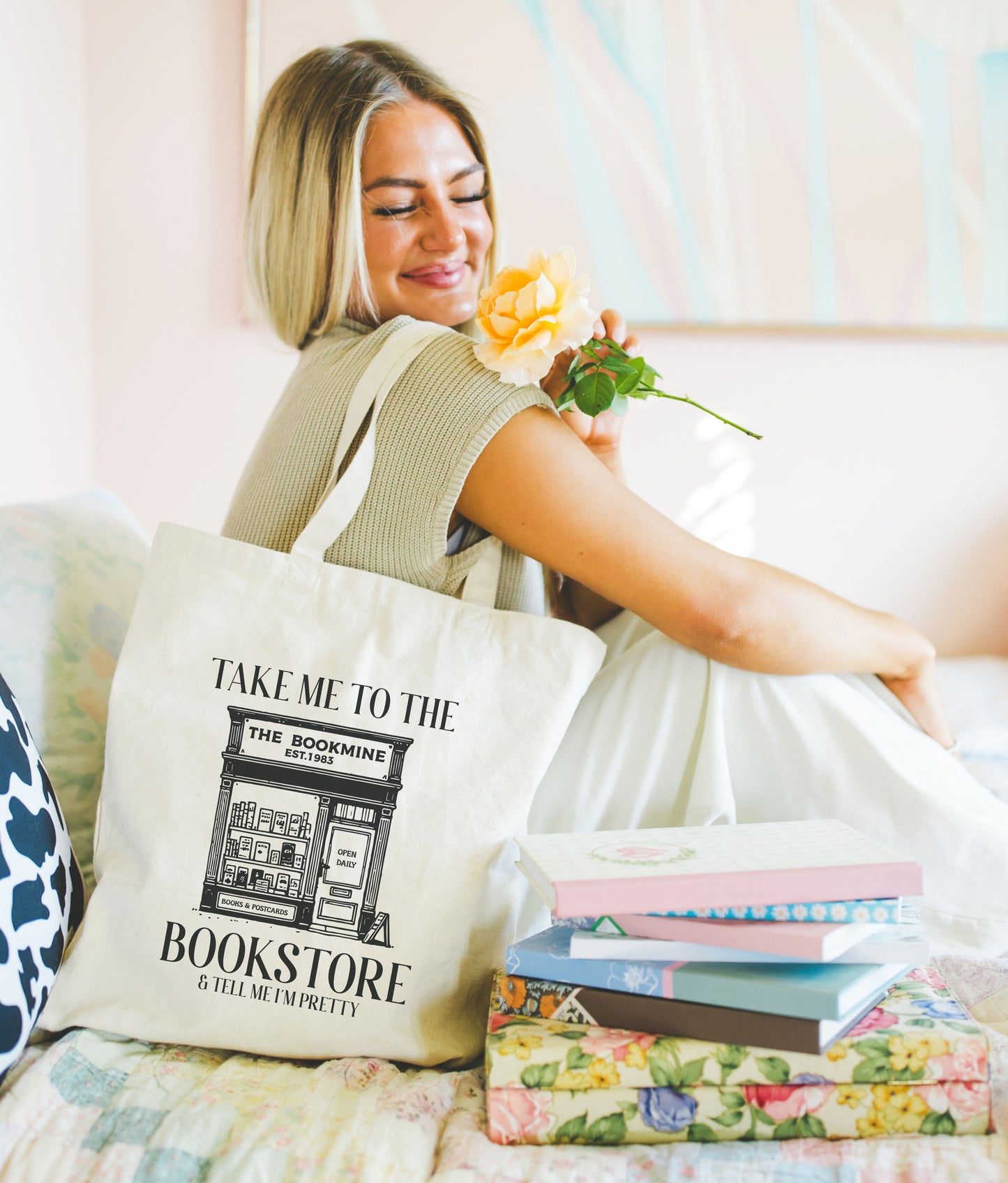 Take Me to the Bookstore Tote Bag Coffee Shop Bag Library Bag Book Merch Gifts Librarian Gifts Unique Gift Ideas Bookish Gifts