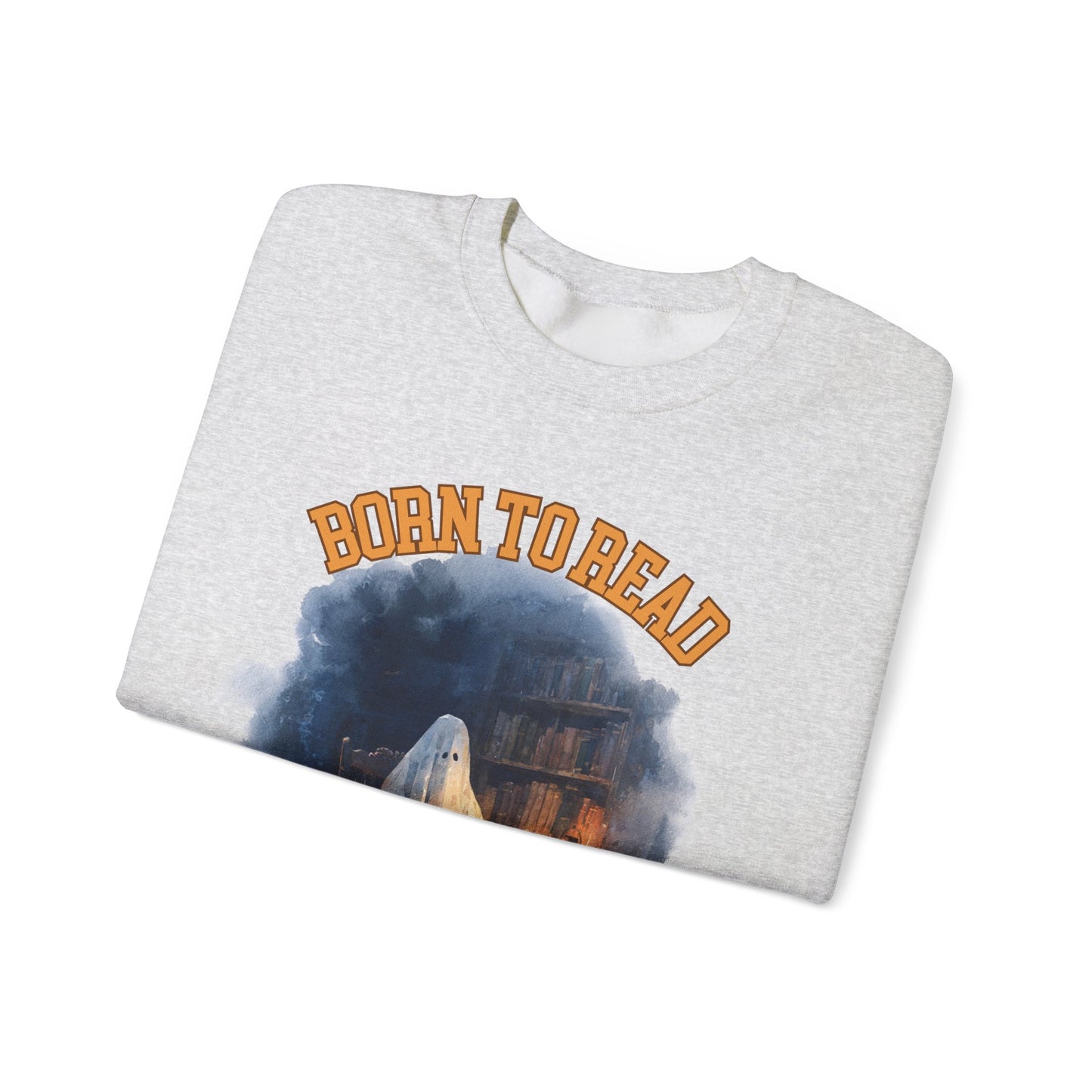 Ghost Reading Sweatshirt, Born to Read, Forced to Spook, Gilden Oversized Crewneck, Halloween Fashion, Book Lover Gift