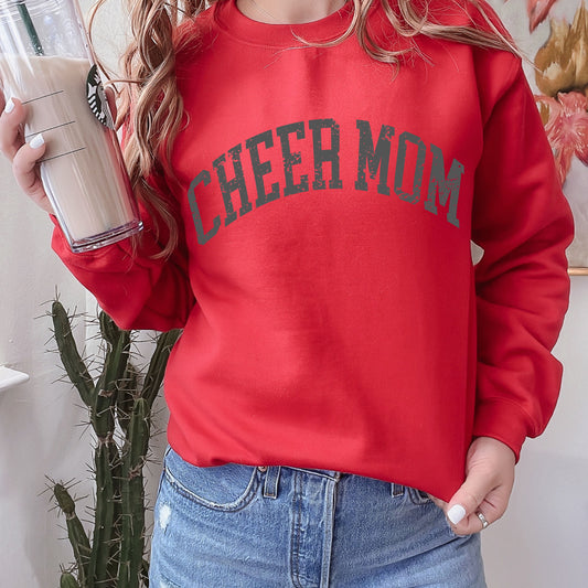 Grunge Cheer Mom Sweatshirt in Gray Print