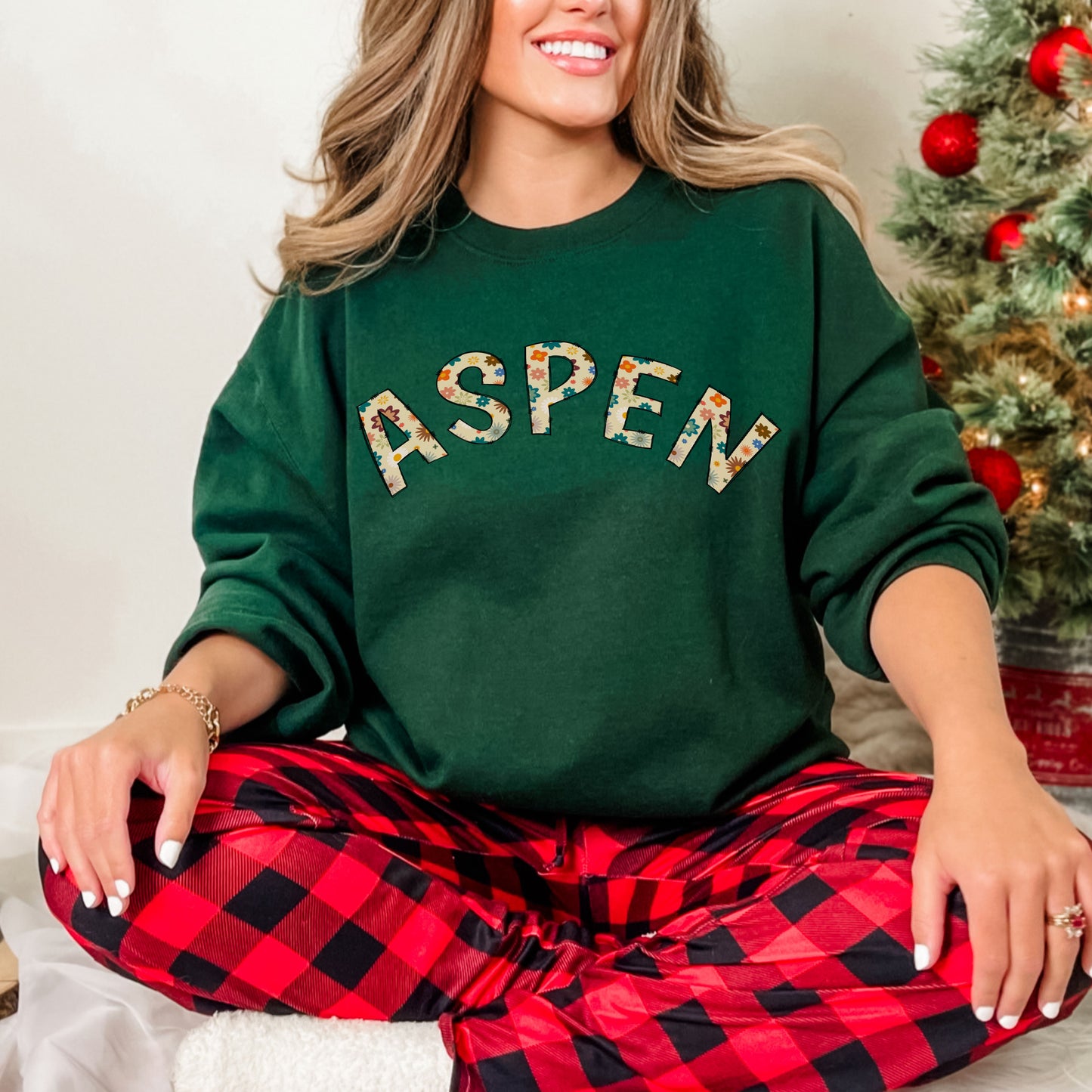 Retro Floral Doodle Aspen Crewneck Sweatshirt
