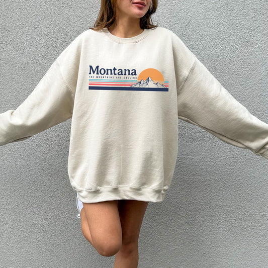 Montana Sweatshirt Retro Mountain Crewneck Montana Shirt Vacation Sweatshirt Family Group Shirt Vintage Aesthetic Trendy State Sweater