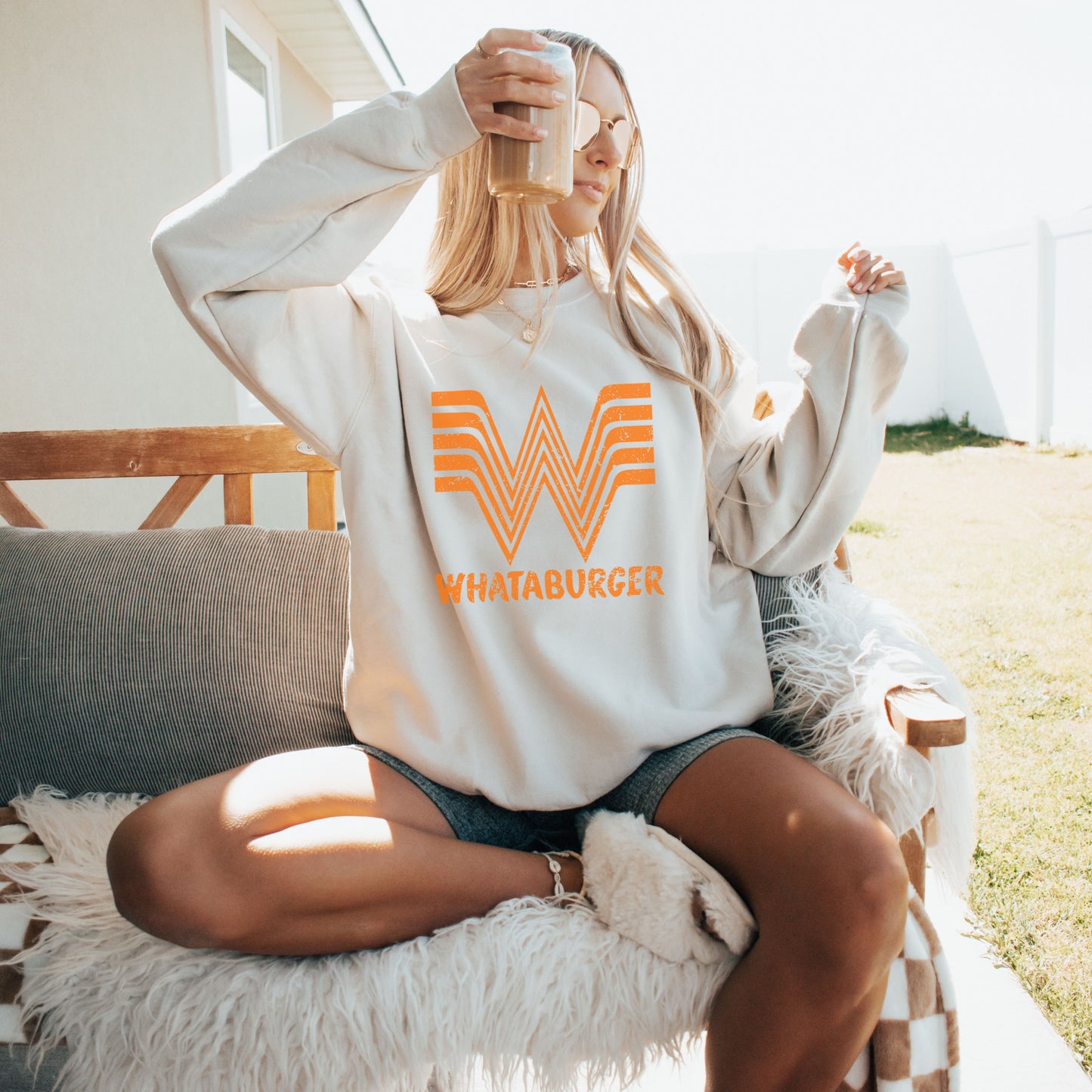 Oversized Whataburger Crewneck Foodie Sweatshirt