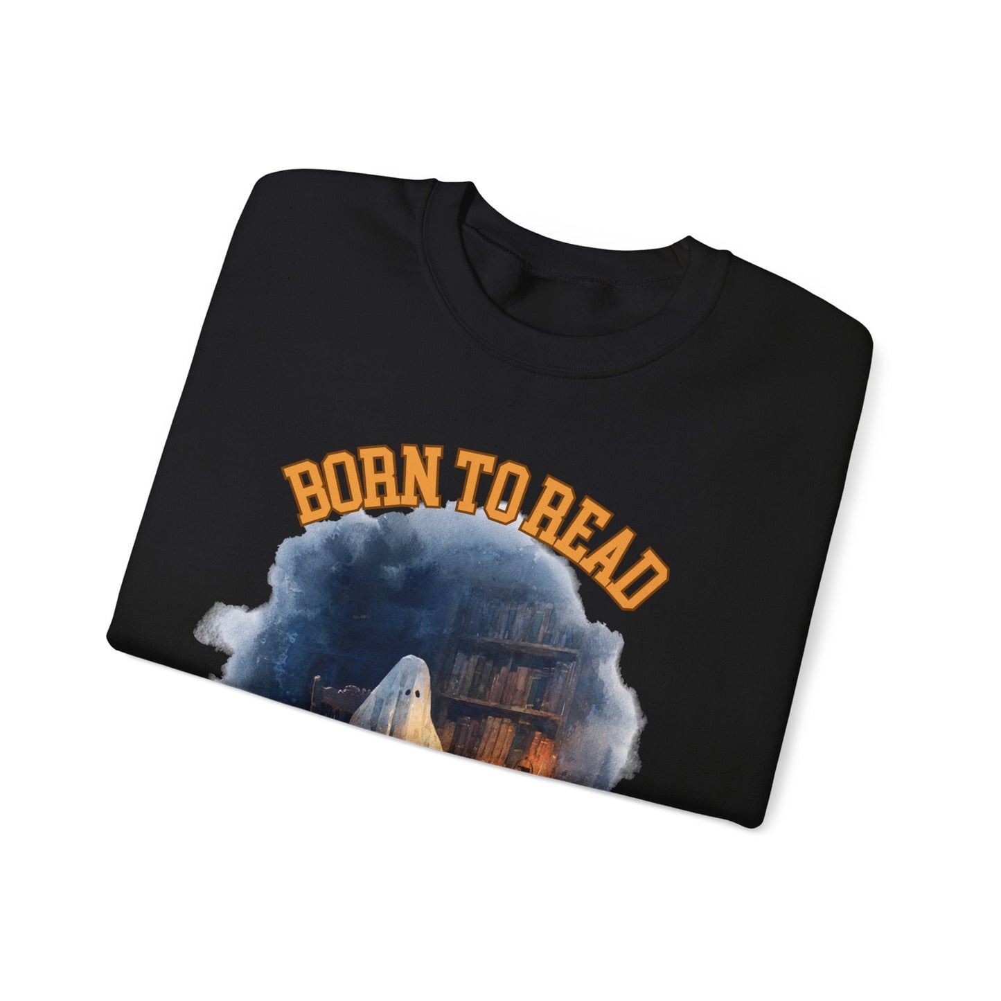 Ghost Reading Sweatshirt, Born to Read, Forced to Spook, Gilden Oversized Crewneck, Halloween Fashion, Book Lover Gift