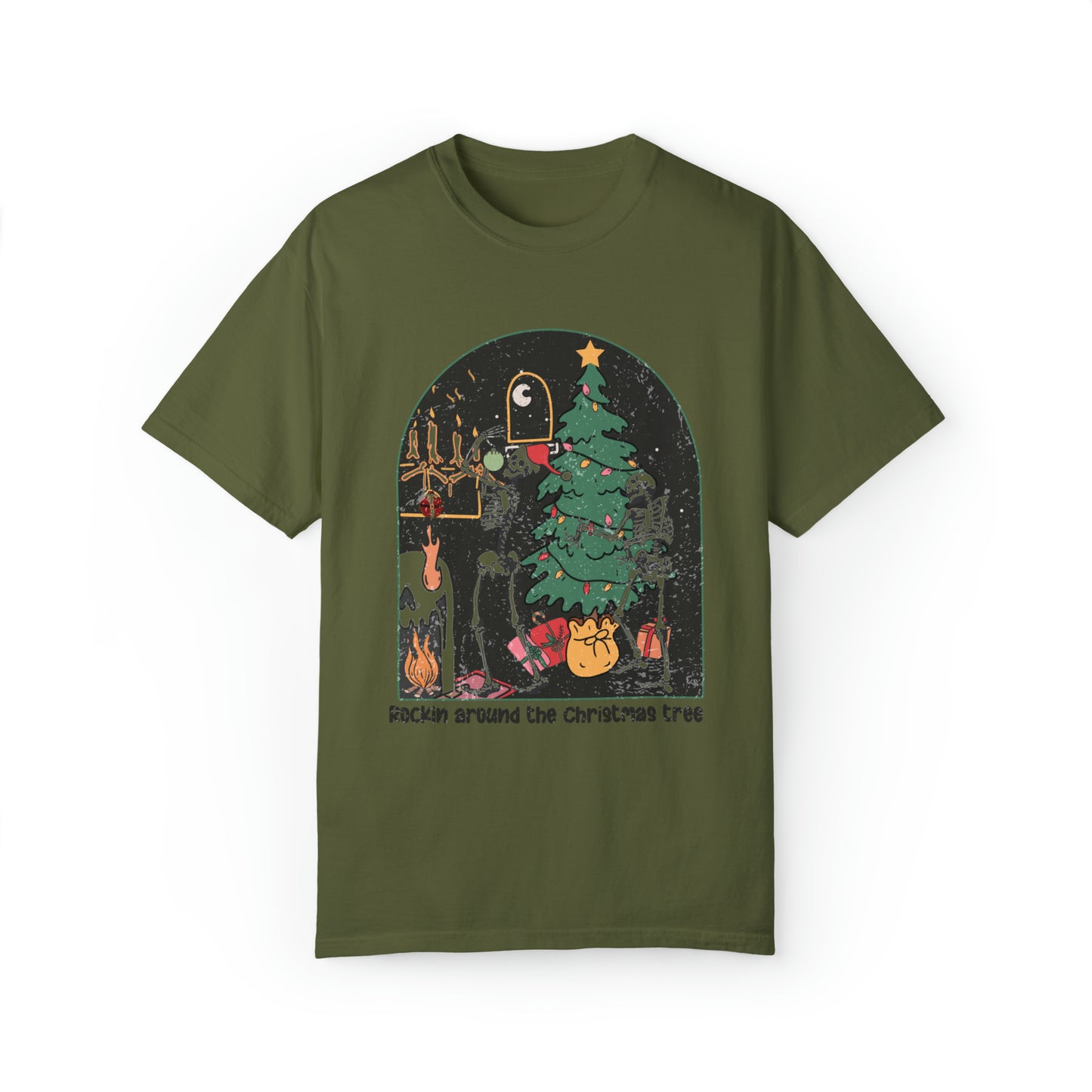 Rockin Around the Christmas Tree Dancing Skeletons Vintage shirt