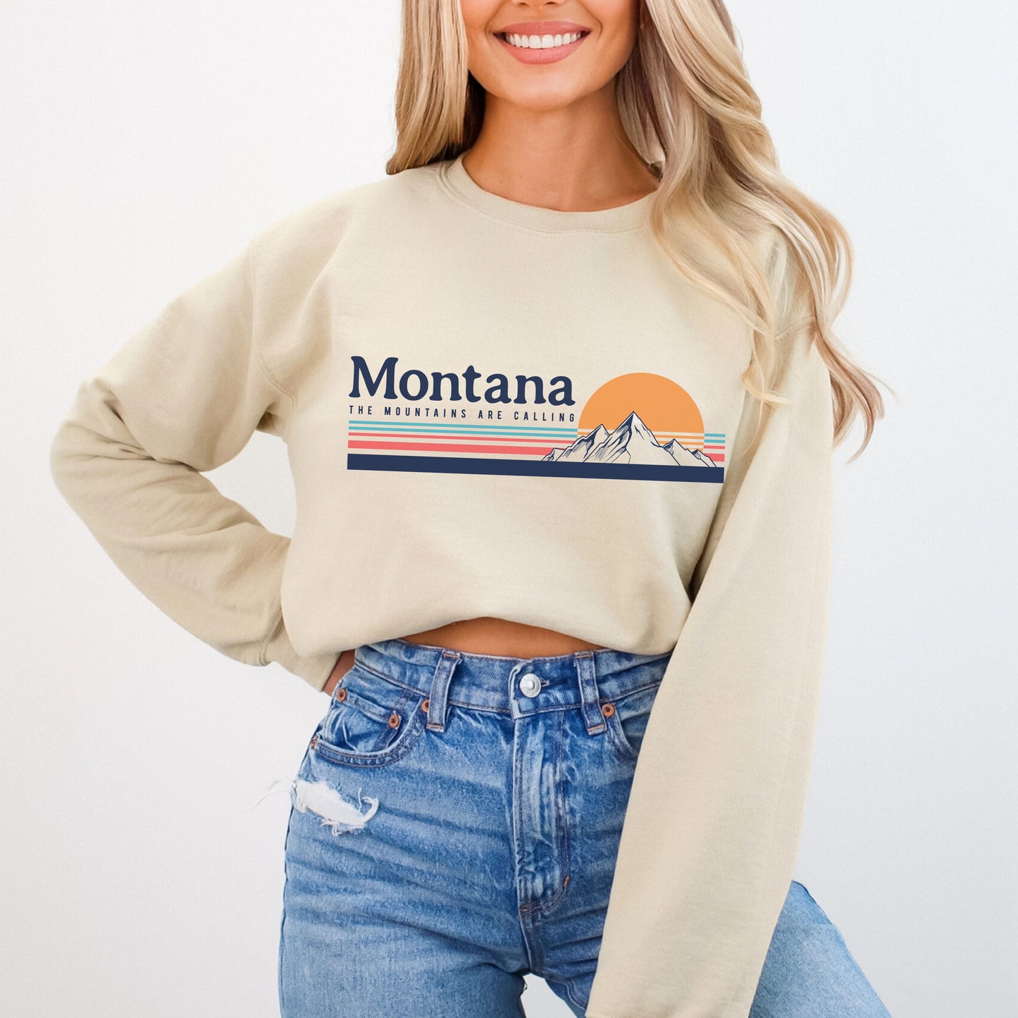 Montana Sweatshirt Retro Mountain Crewneck Montana Shirt Vacation Sweatshirt Family Group Shirt Vintage Aesthetic Trendy State Sweater