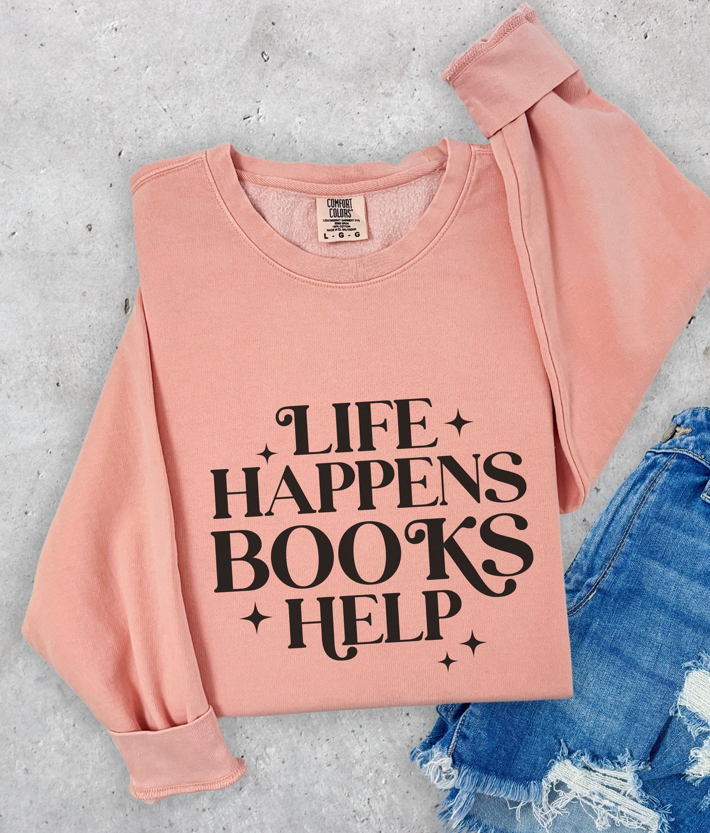 Life Happens Books Help Sweater Book Sweatshirt Reading Crewneck Oversized Book Shirt Gifts for Book Reader