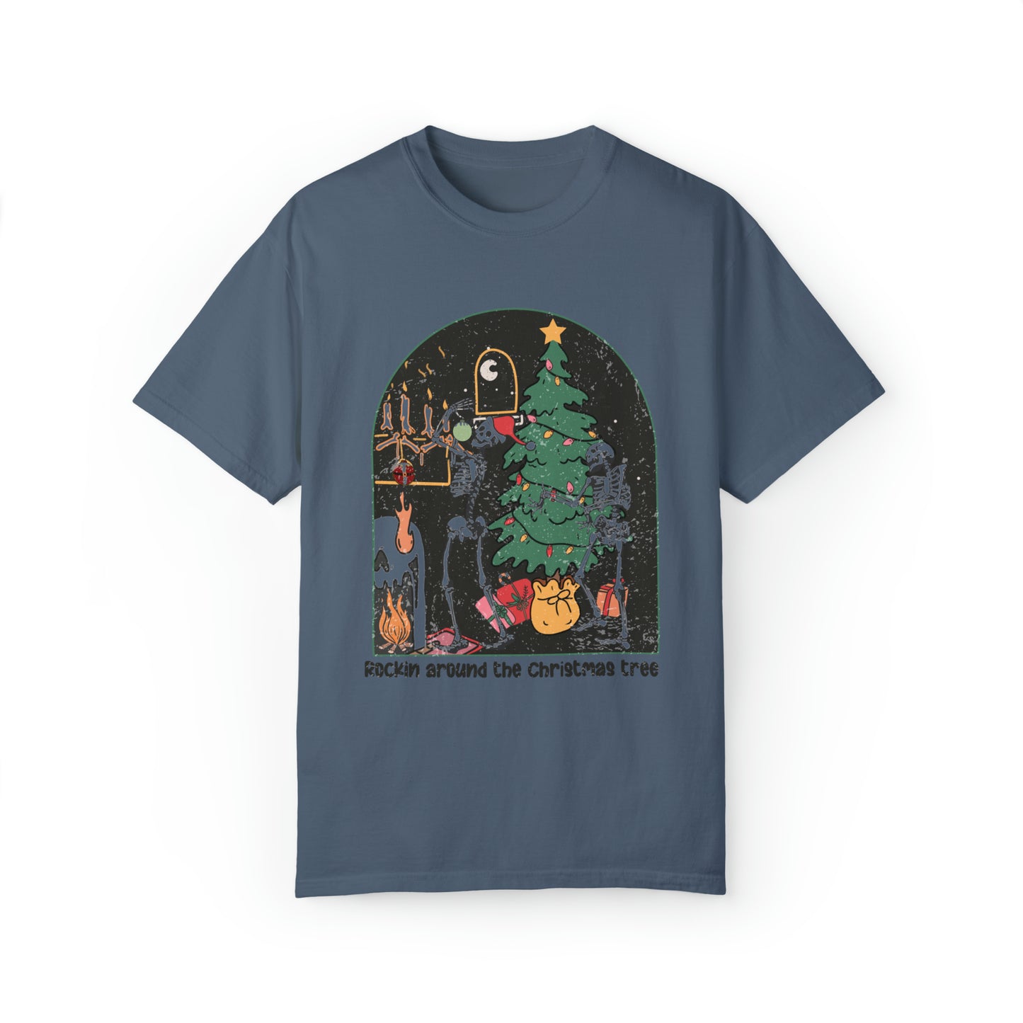 Rockin Around the Christmas Tree Dancing Skeletons Vintage shirt