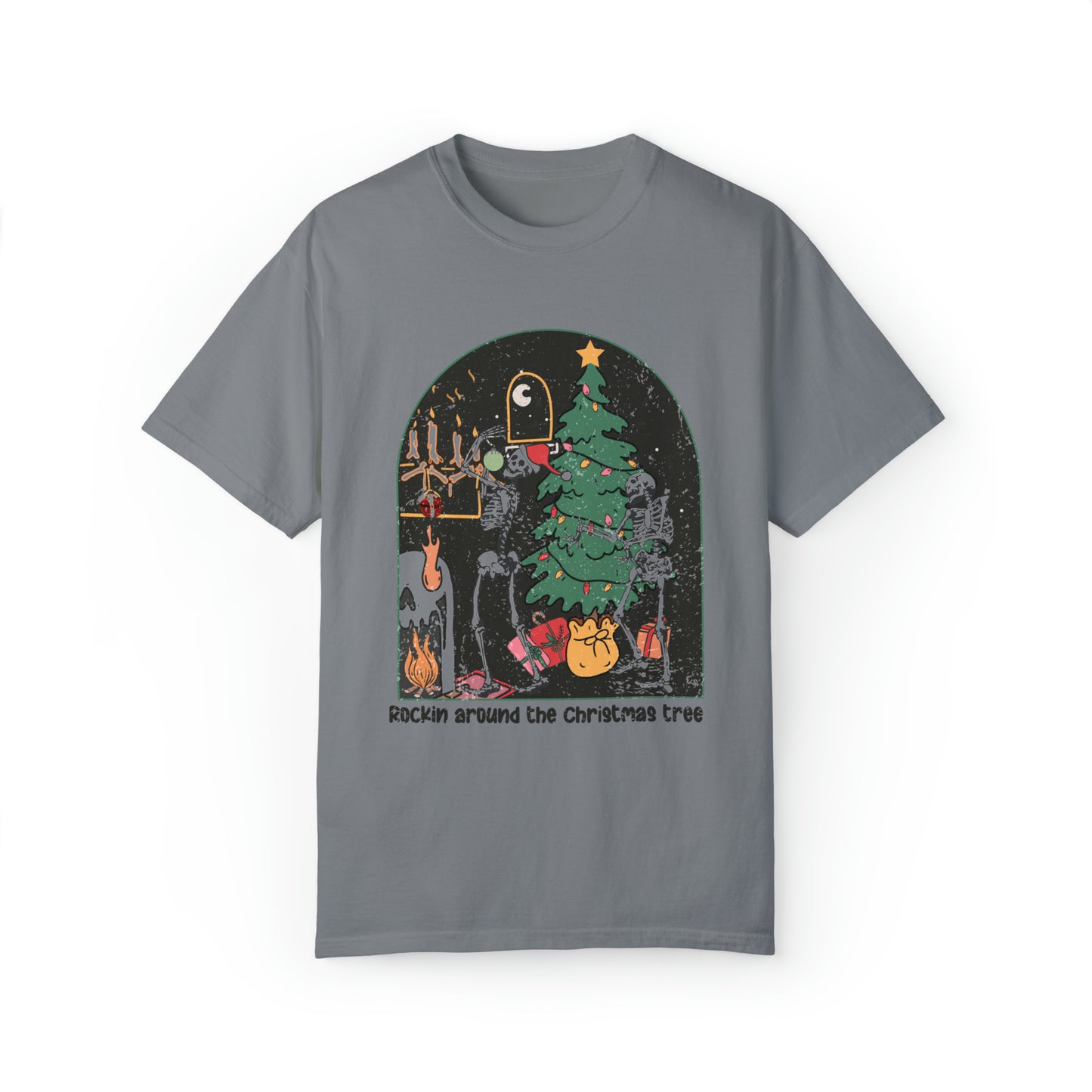 Rockin Around the Christmas Tree Dancing Skeletons Vintage shirt