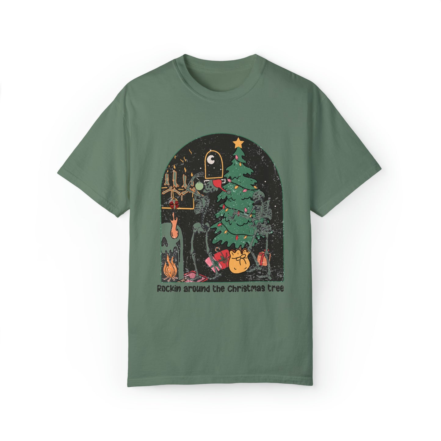 Rockin Around the Christmas Tree Dancing Skeletons Vintage shirt
