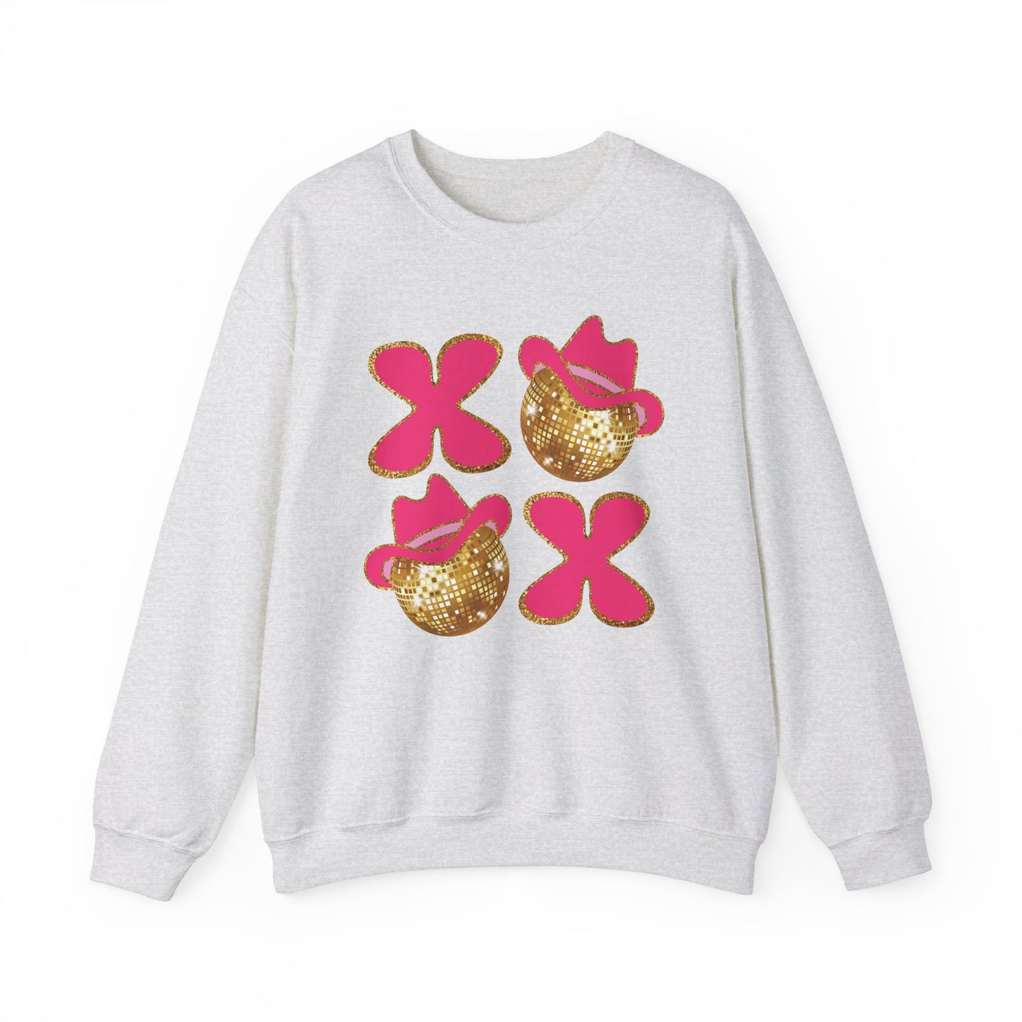 XO XO Western Cowgirl Valentines Day Sweatshirt Country Crewneck Faux Glitter Disco Ball Shirt