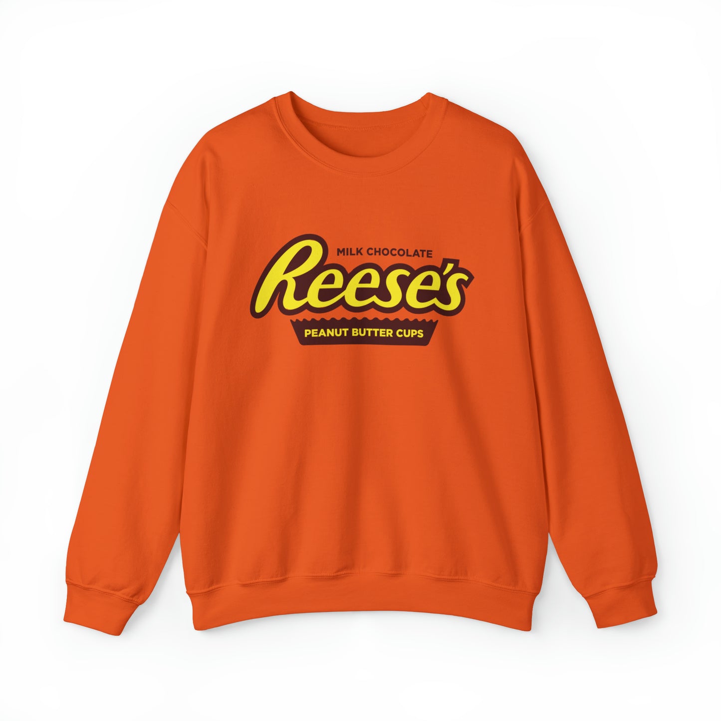 Reeses Peanut Butter Cup Sweatshirt Orange Crewneck for Chocolate Lover Teenager gifts Candy Sweater