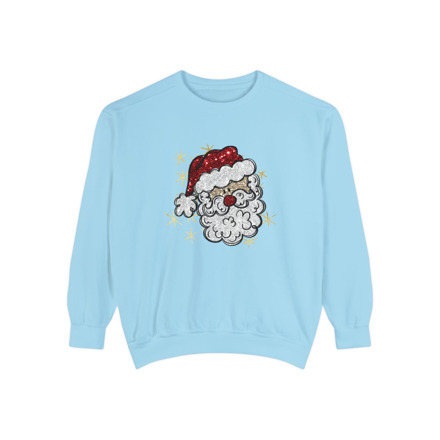 Vintage Santa Face Sweatshirt Retro Santa Shirt Faux Sequined Christmas Crewneck