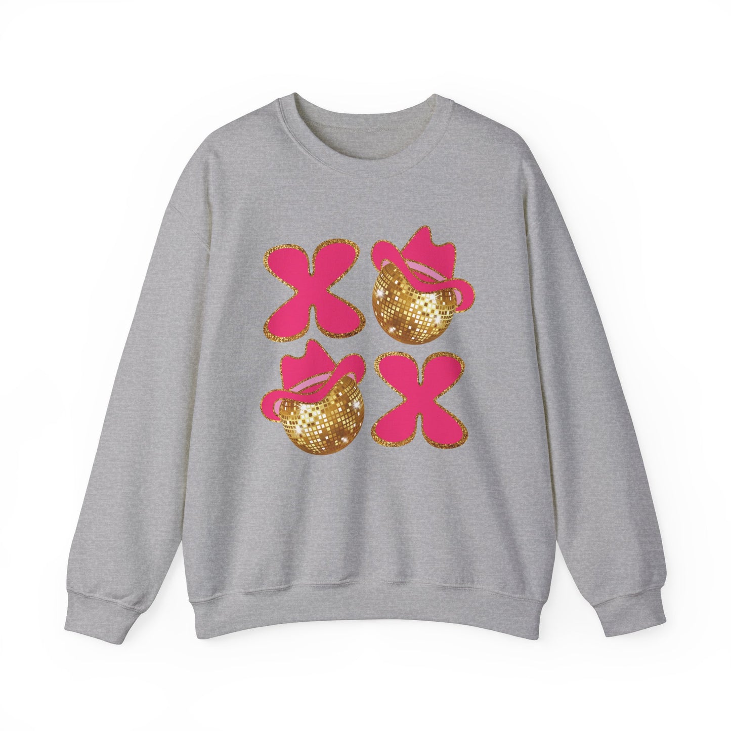 XO XO Western Cowgirl Valentines Day Sweatshirt Country Crewneck Faux Glitter Disco Ball Shirt