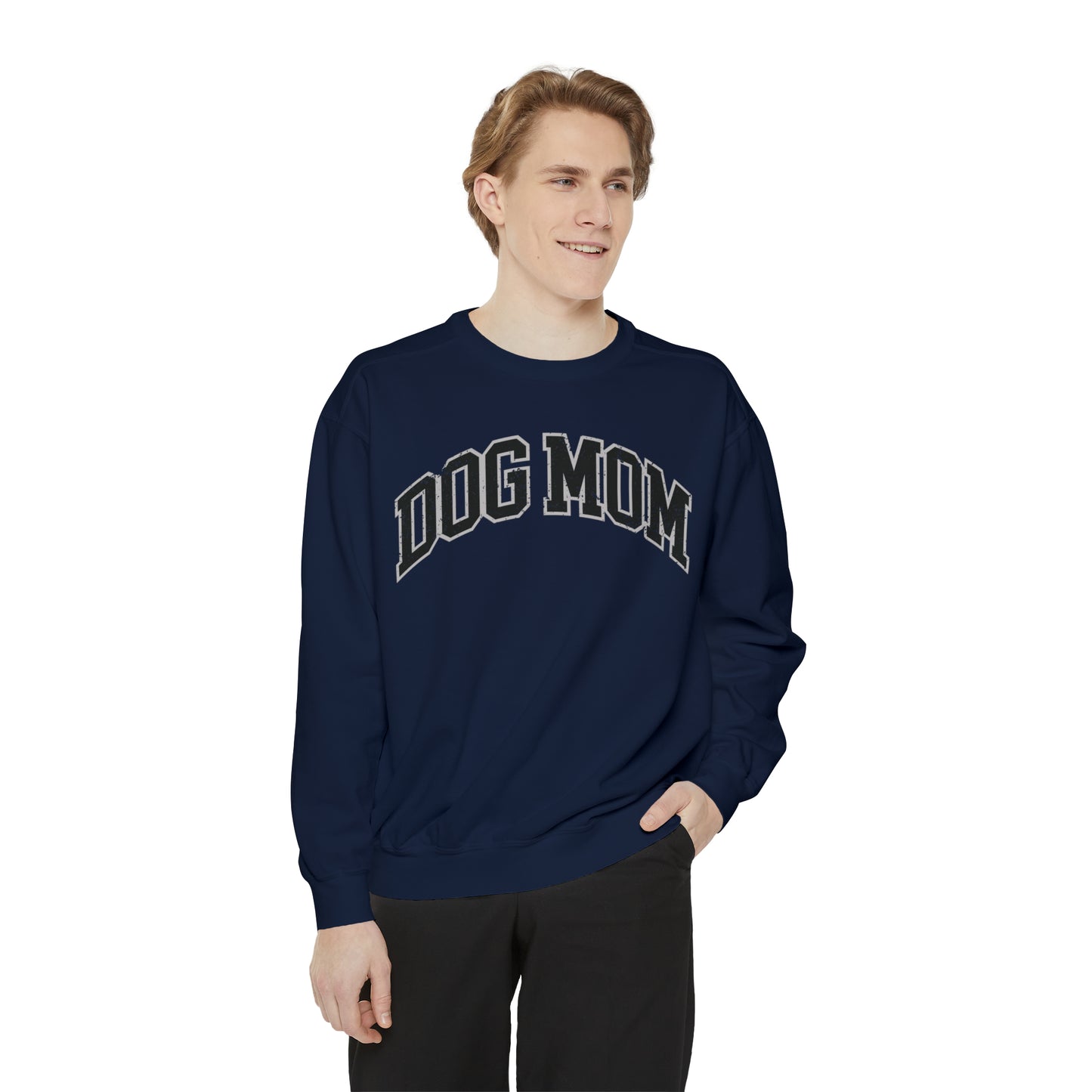 Dog Mom Crewneck Sweater Collegiate Style Varsity Sweatshirt