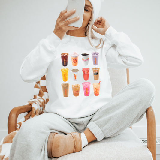 Dunkin Drink Collage Sweatshirt Iced Coffee Lover