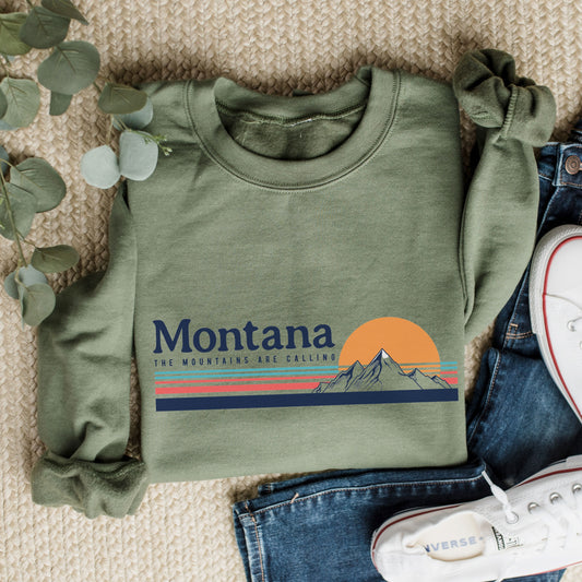 Montana Sweatshirt Retro Mountain Crewneck Montana Shirt Vacation Sweatshirt Family Group Shirt Vintage Aesthetic Trendy State Sweater