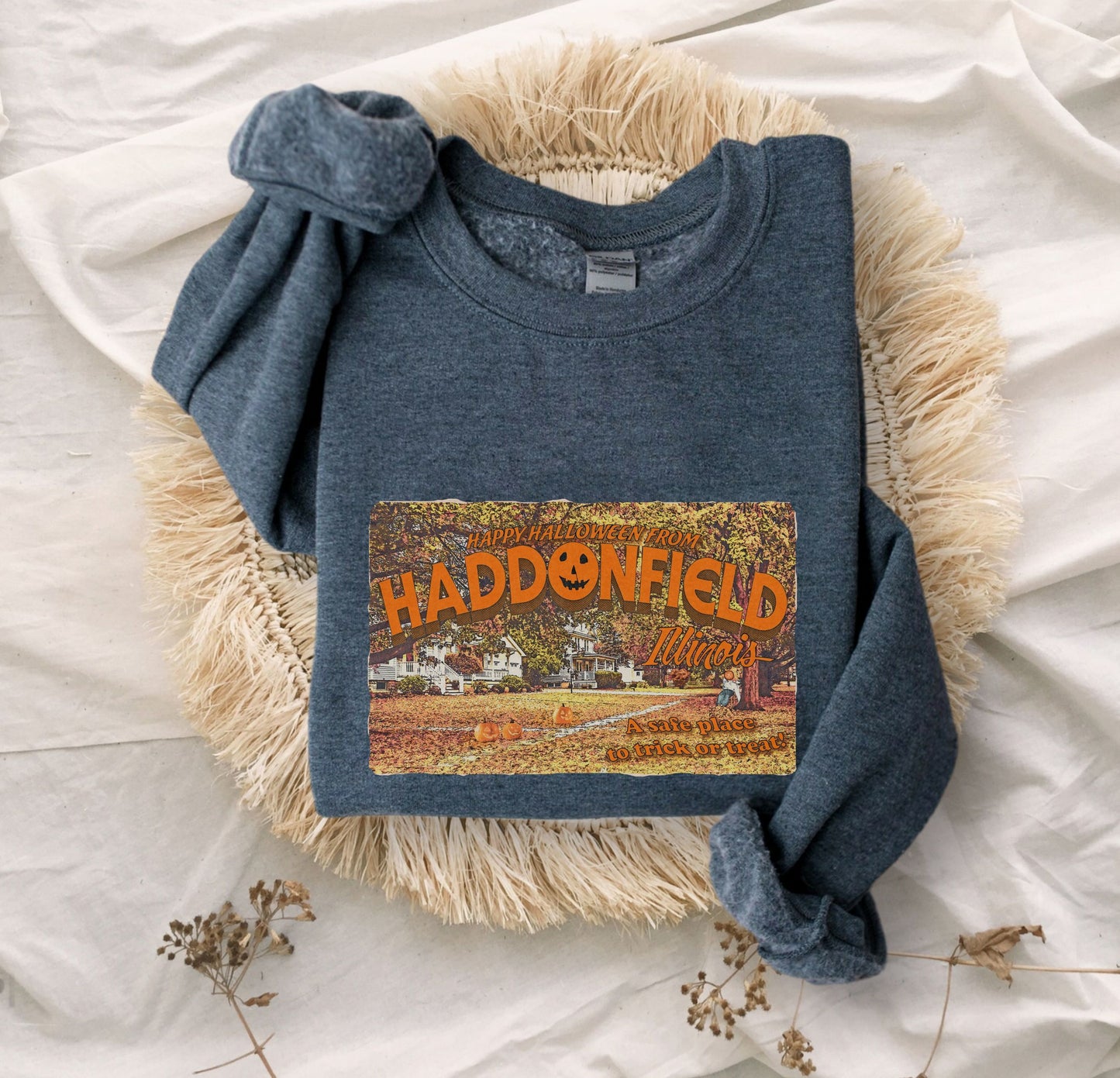 Haddonfield Vintage postcard sweatshirt Halloween sweatshirt