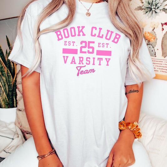 Book Club Varsity Team T-shirt, Preppy Book Shirt for Women, Teenager Gift, Oversized Unisex Comfort Colors Tee