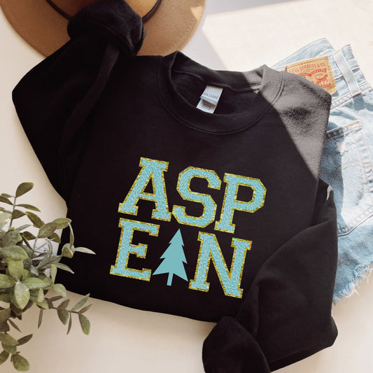 Blue Faux Chenille ASPEN Sweatshirt