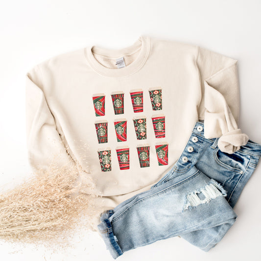 Vintage Christmas Starbucks Cup Sweatshirt, Cozy Coffee Shop Sweater