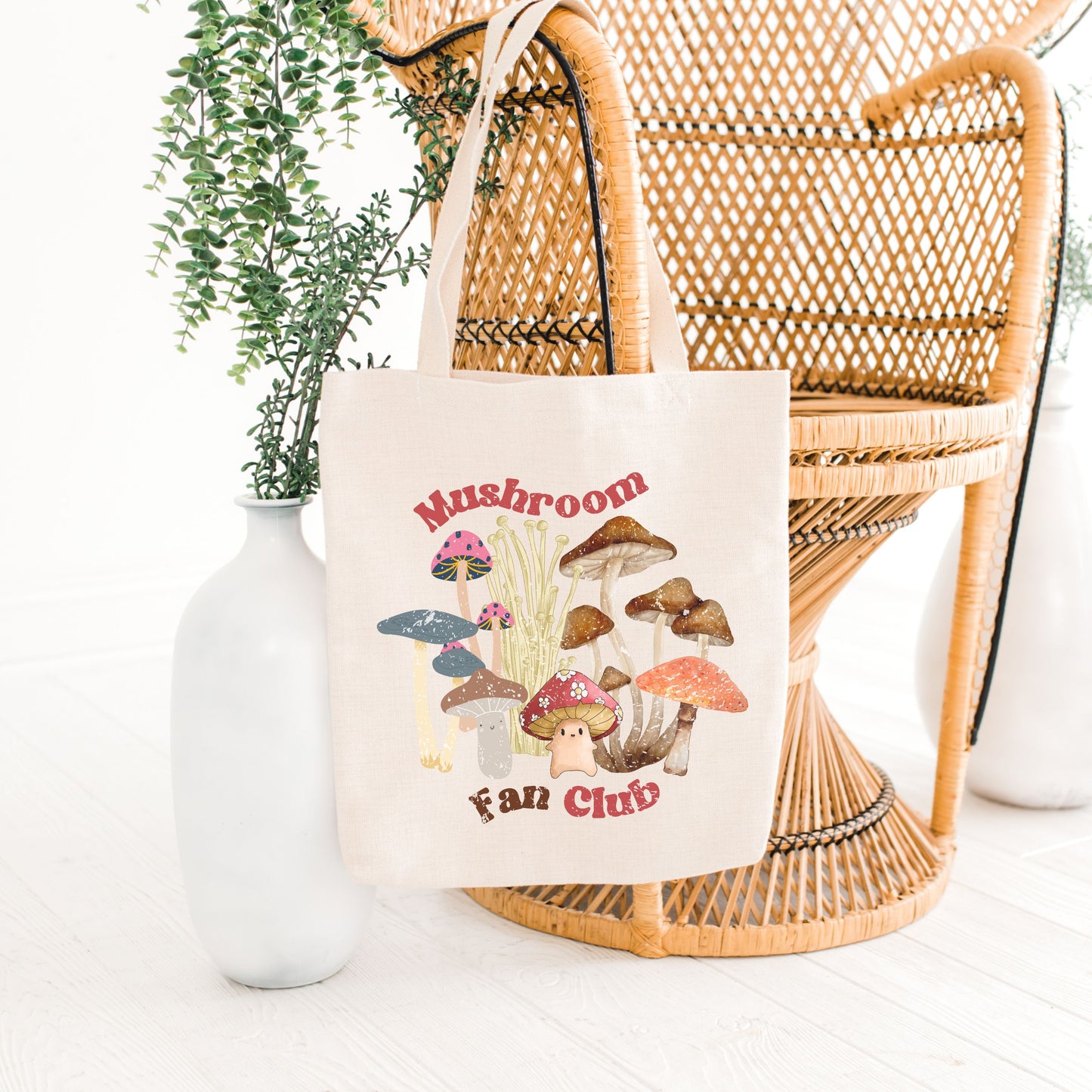 Retro Mushroom Farmers Market Tote Bag