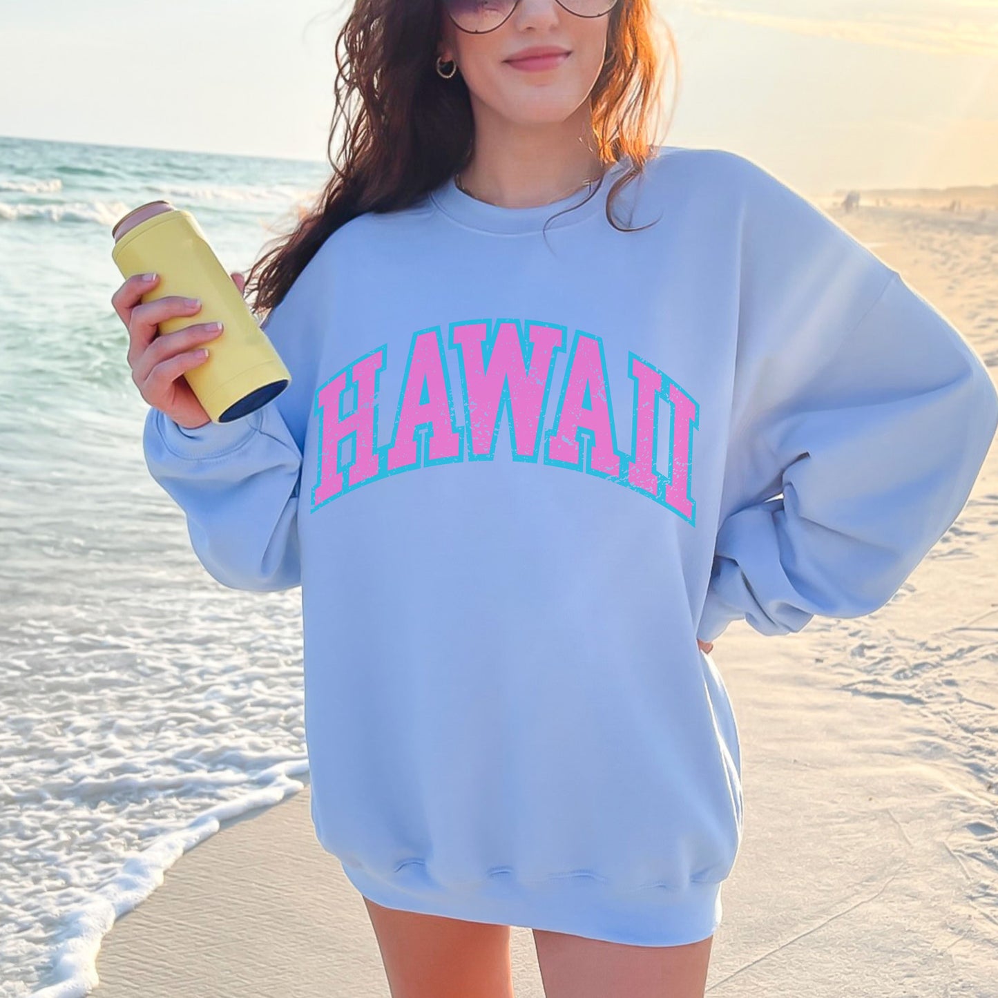 Vintage Pink Hawaii Crewneck Sweatshirt