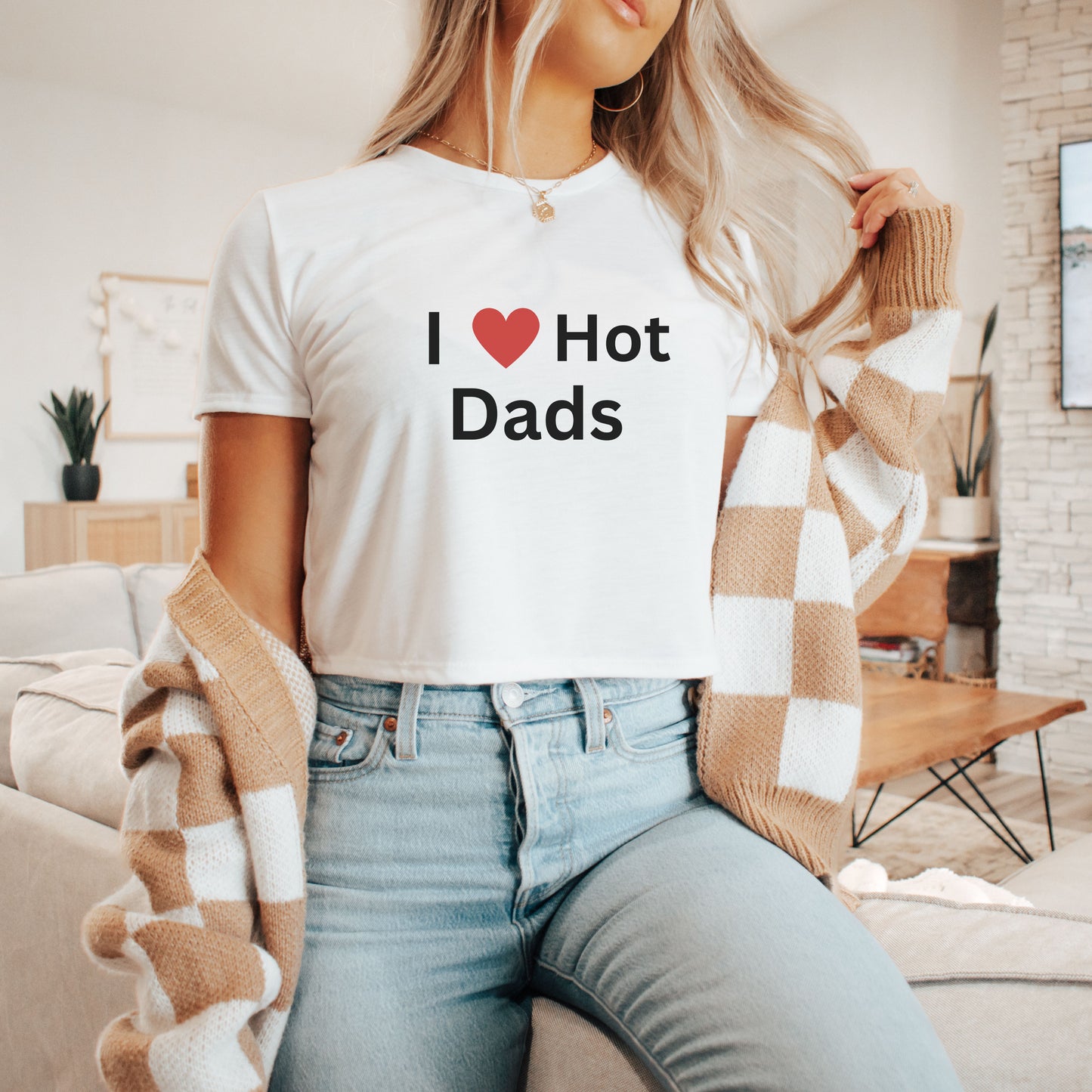 I love Hot Dads Cropped Y2K Baby Tee Cute Crop Tops