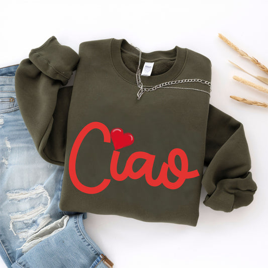 Ciao Sweatshirt Italia Sweater Italy Vacation Shirt Hello Beautiful Crewneck Italian Style Vintage Aesthetic Sweater For Her Italian Saying