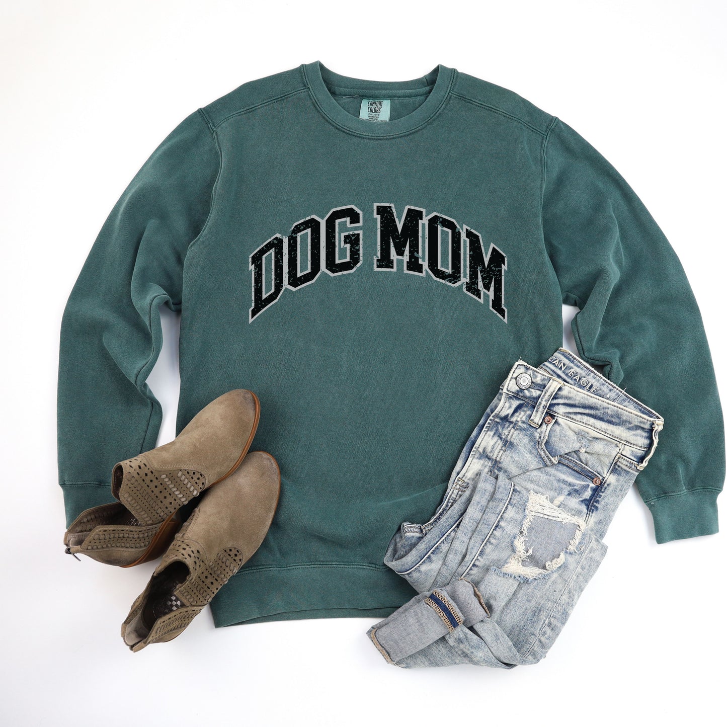 Dog Mom Crewneck Sweater Collegiate Style Varsity Sweatshirt