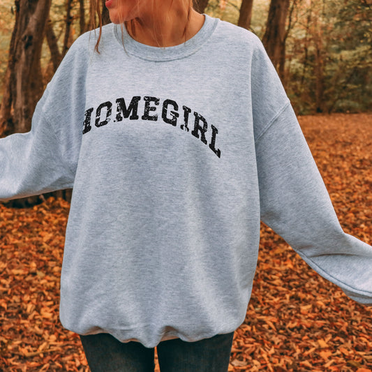 Oversized Homegirl Y2K Sweatshirt College Style Varsity Sweater Distressed Friends Crewneck