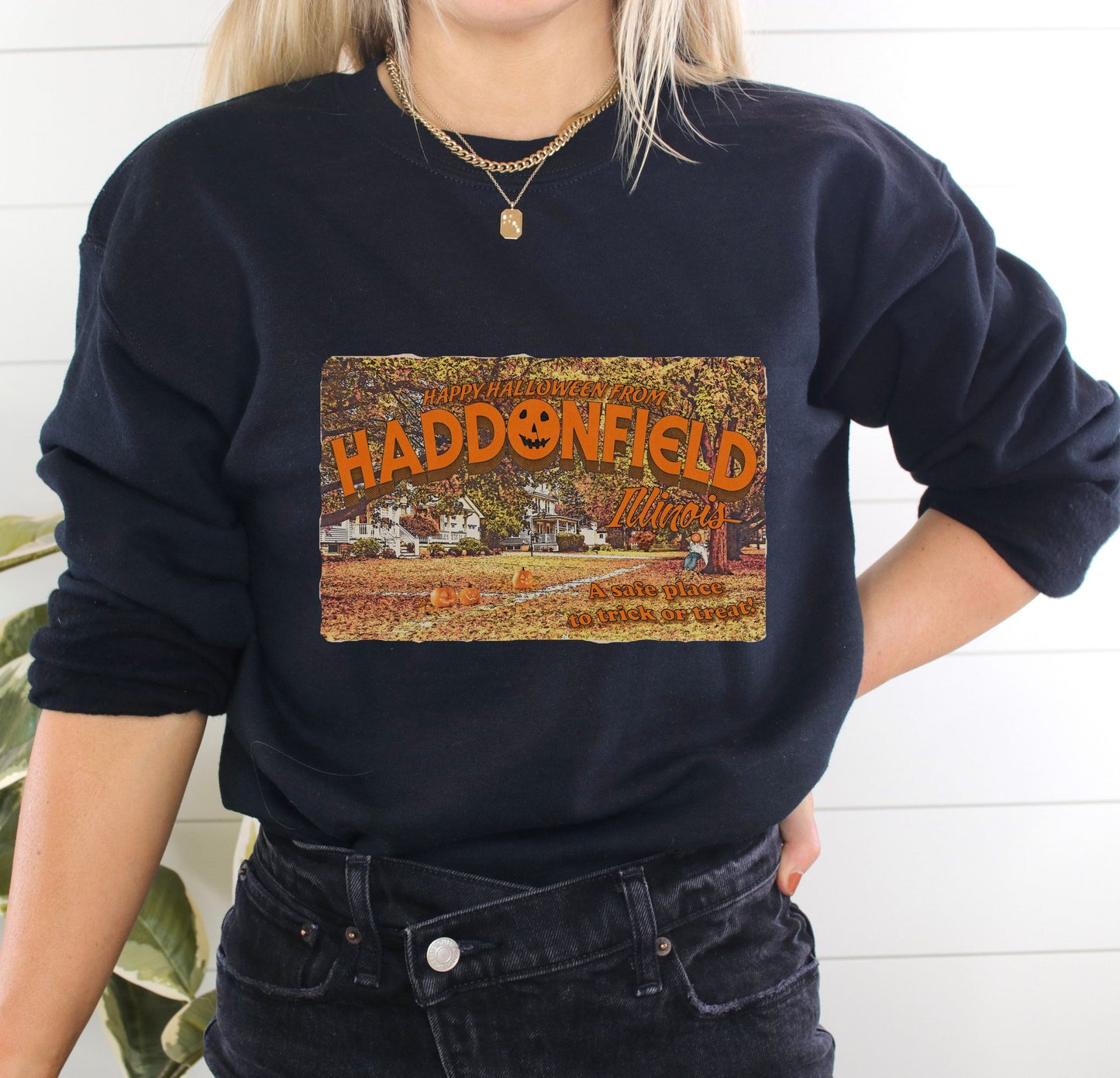 Haddonfield Vintage postcard sweatshirt Halloween sweatshirt