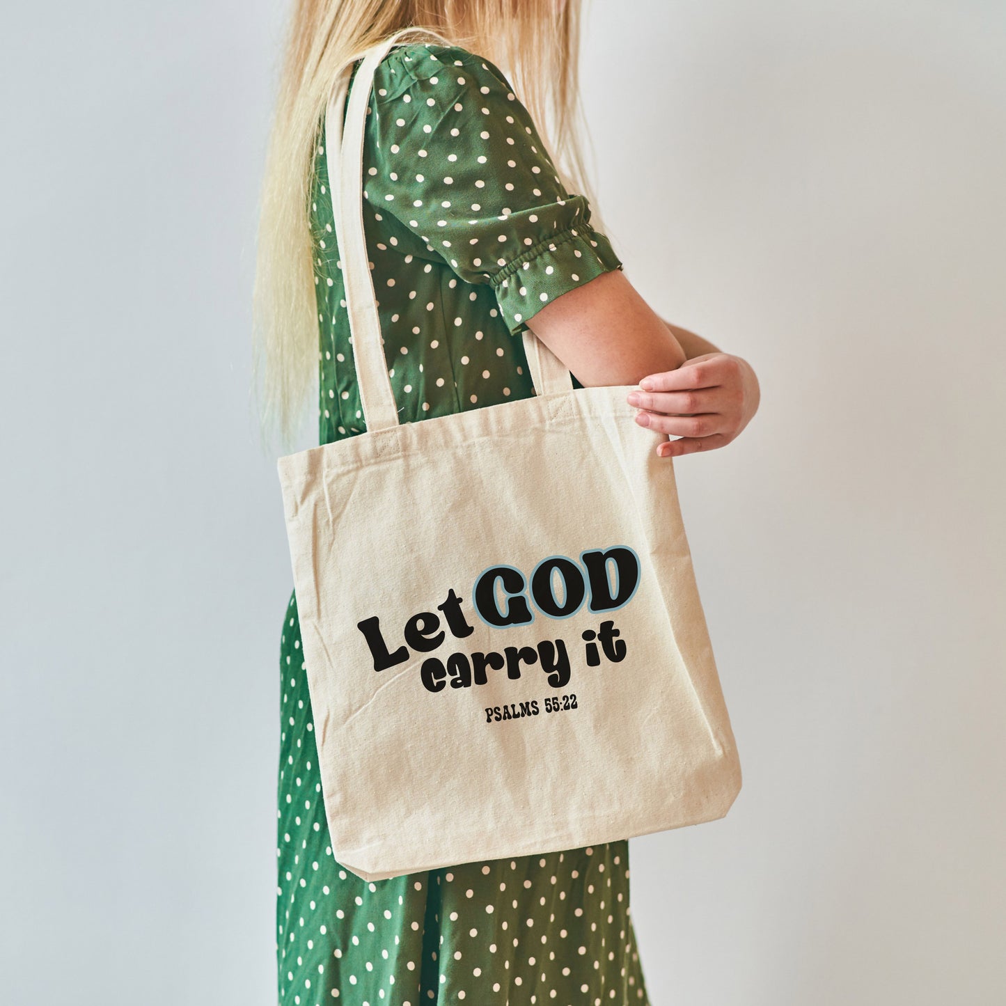 Cotton Christian Tote Bag Let GOD Carry it