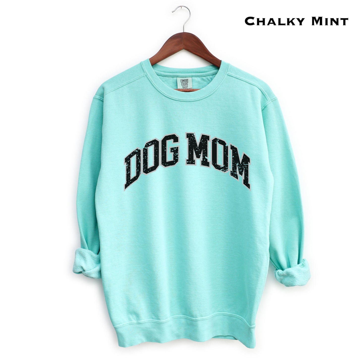 Dog Mom Crewneck Sweater Collegiate Style Varsity Sweatshirt