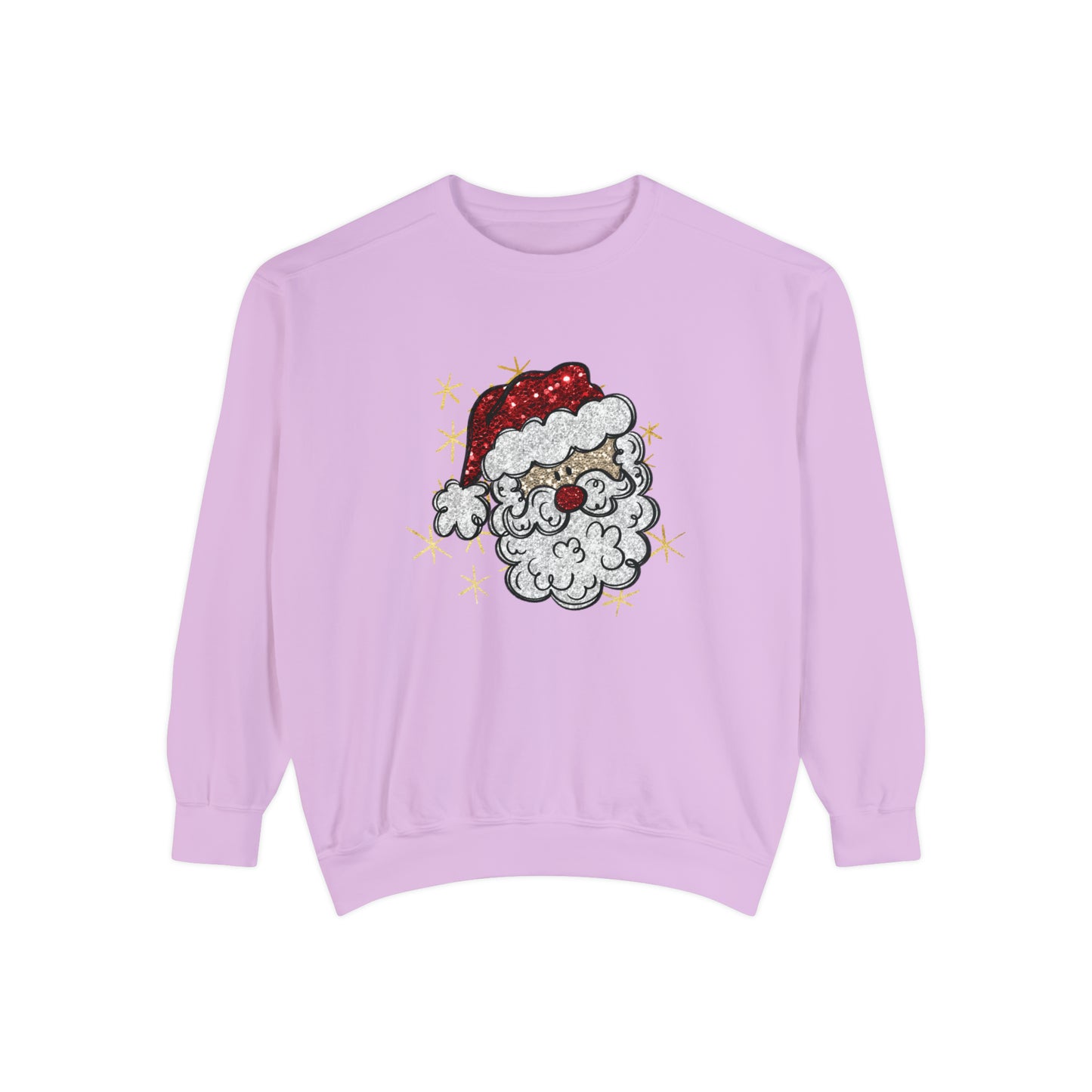 Vintage Santa Face Sweatshirt Retro Santa Shirt Faux Sequined Christmas Crewneck