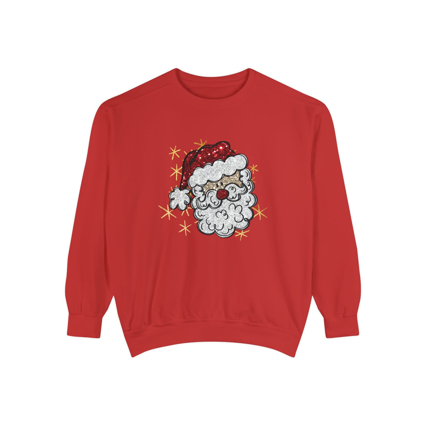 Vintage Santa Face Sweatshirt Retro Santa Shirt Faux Sequined Christmas Crewneck