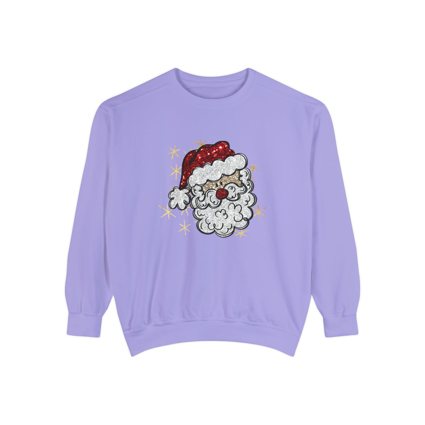 Vintage Santa Face Sweatshirt Retro Santa Shirt Faux Sequined Christmas Crewneck