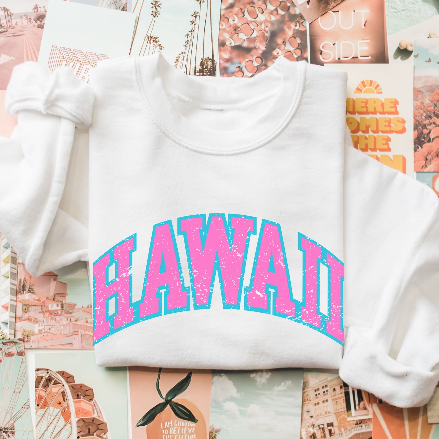 Vintage Pink Hawaii Crewneck Sweatshirt