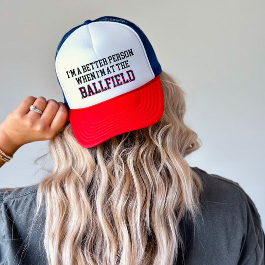 Distressed Baseball Softball Trucker Hat, Softball Coach Gift, Trucker Hats Women, Ball Field essentials