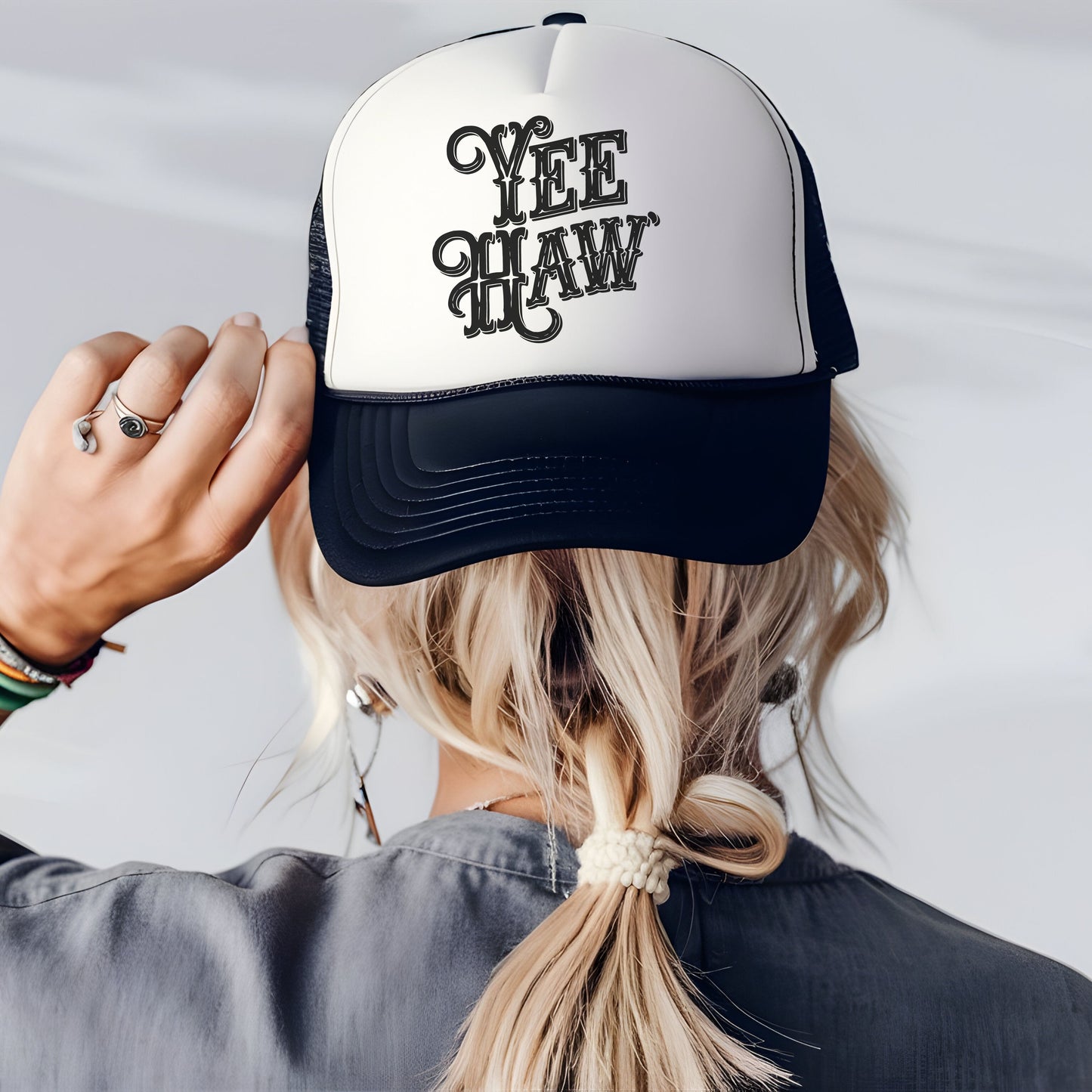 Yee Haw Country Trucker Hat Cowboy Ball Cap for Women Rodeo Hat Summer Time Cowgirl Trucker Hat