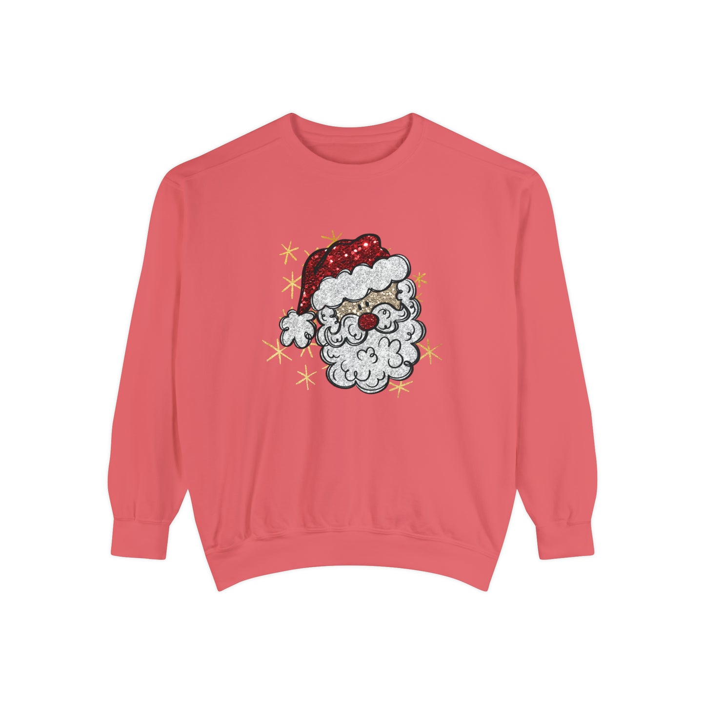 Vintage Santa Face Sweatshirt Retro Santa Shirt Faux Sequined Christmas Crewneck